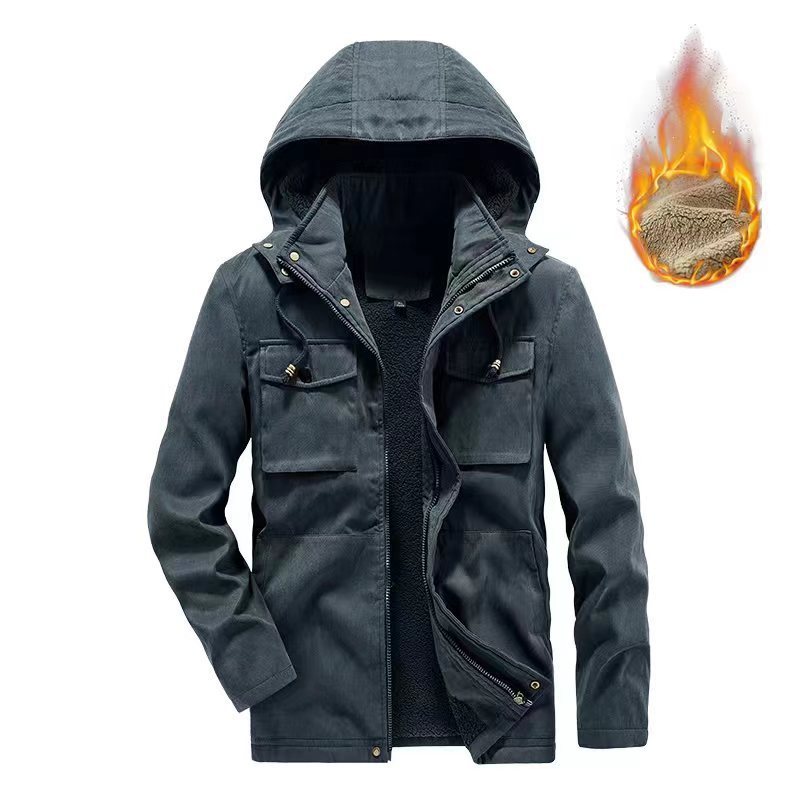 Plus Size Workwear Thermal Hooded Cotton Coat Jacket