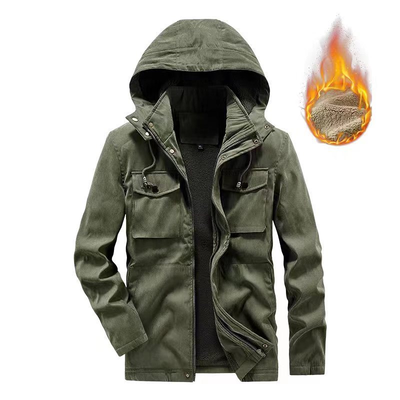 Plus Size Workwear Thermal Hooded Cotton Coat Jacket